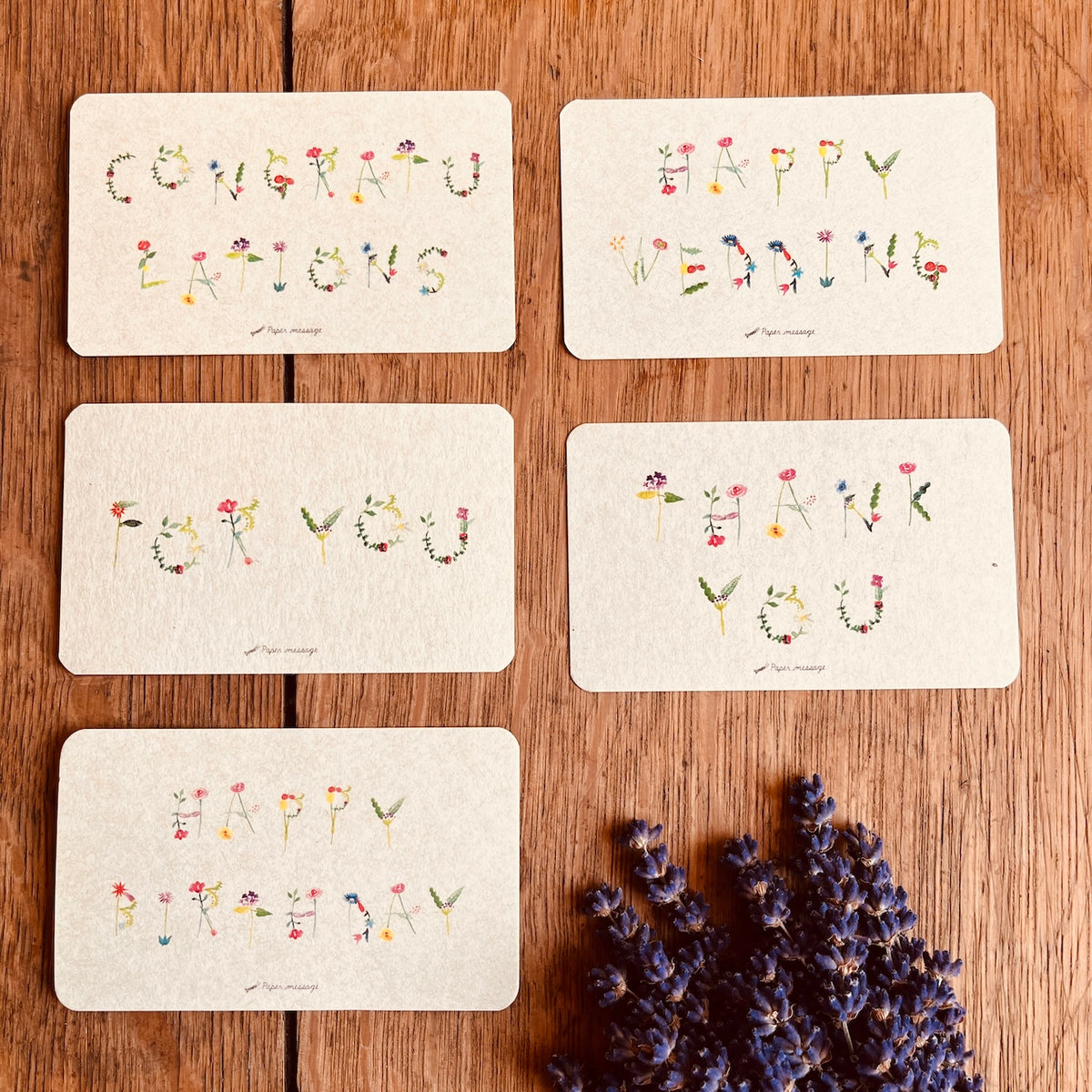 Floral Lettering Message Cards | Paper Message – Pink Moon Goods