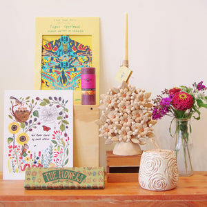 Pretty art with candle holders and incense