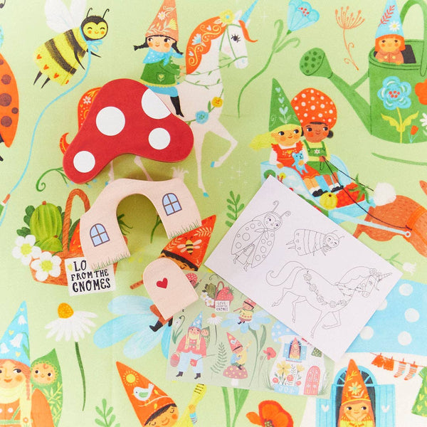 Gnome Village Playsilks with Wooden House Stacker