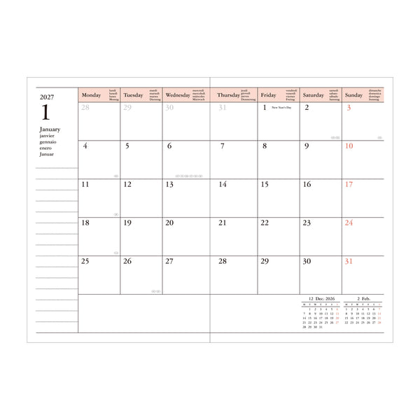 Flower A6 Weekly Vertical Planner - Sep 2026–Dec 2027