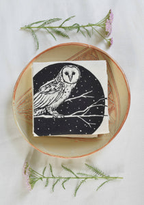 Barn Owl Cloth Napkin Set, Organic
