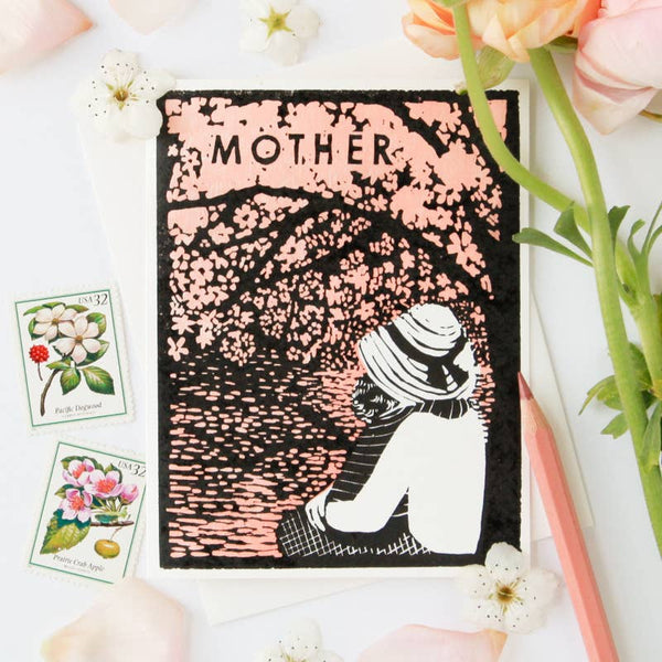 Cherry Blossom Mother Single Letterpress Mother's Day Card