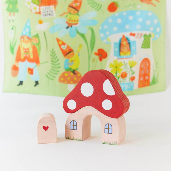 Gnome Village Playsilks with Wooden House Stacker