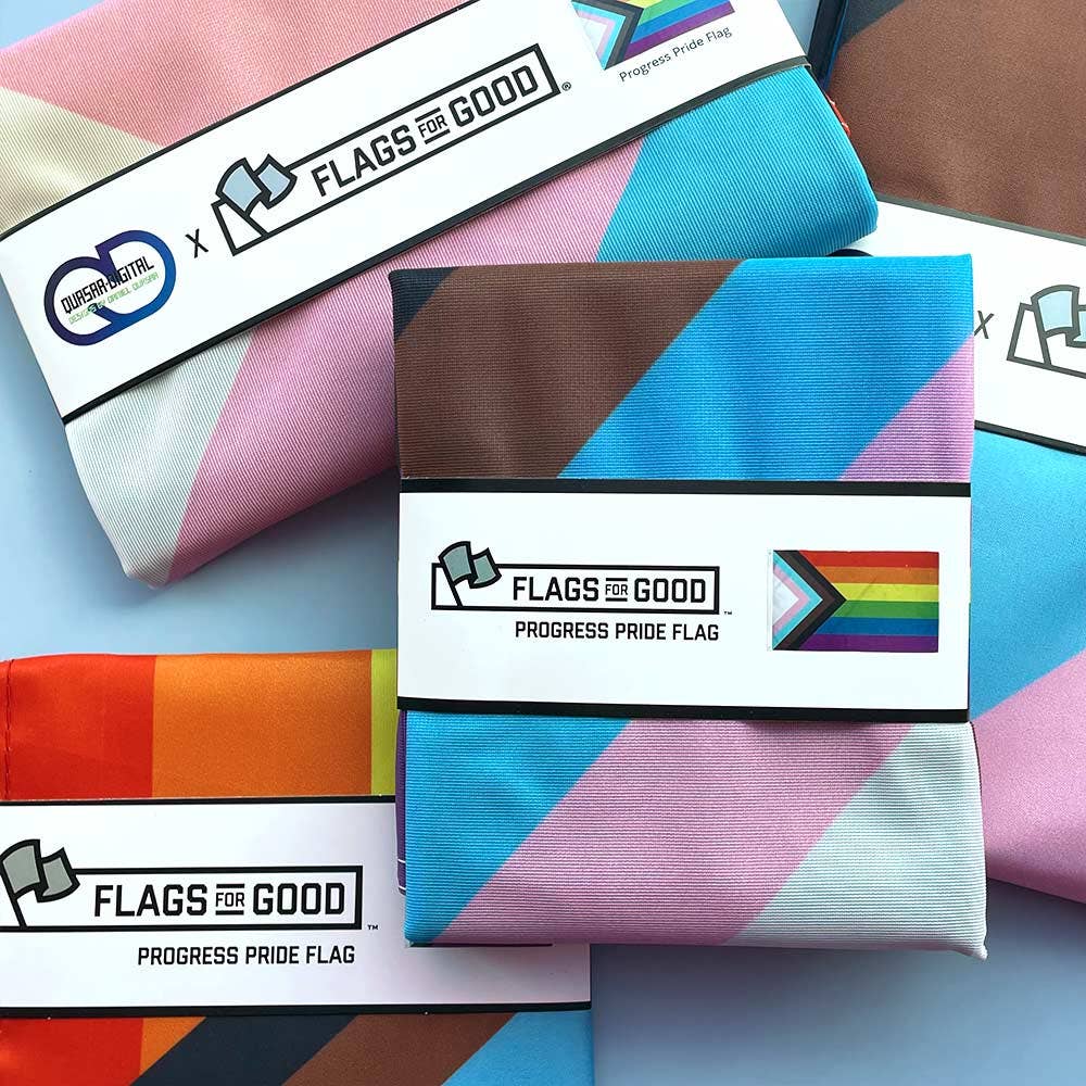 Progress LGBTQ+ Pride Flag | 2ft x3ft Single-Sided with Grommets