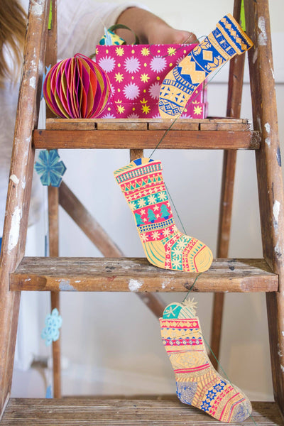 Festive Stockings Paper Garland