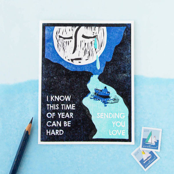This Time of Year (Crying Moon) | Single Letterpress Card