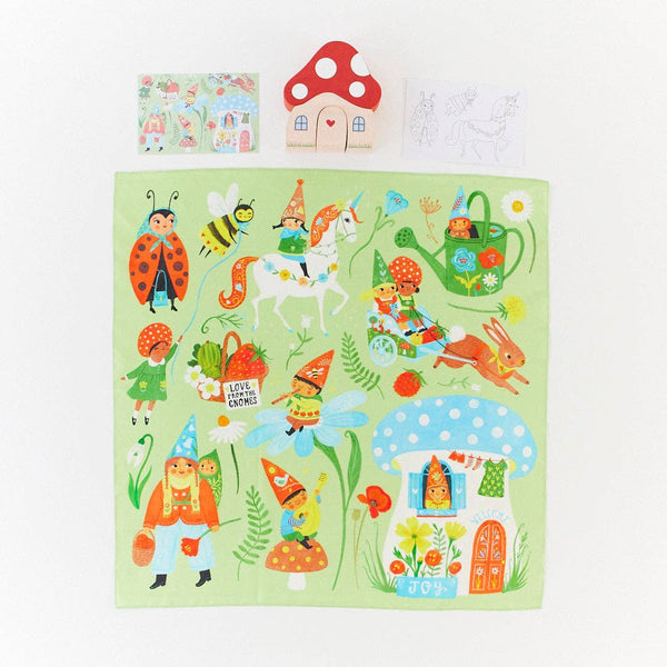 Gnome Village Playsilks with Wooden House Stacker