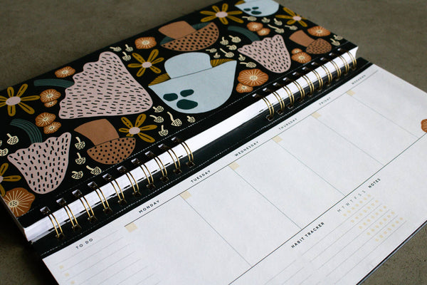 Mushroom Bloom 2-Year Undated Desk Planner