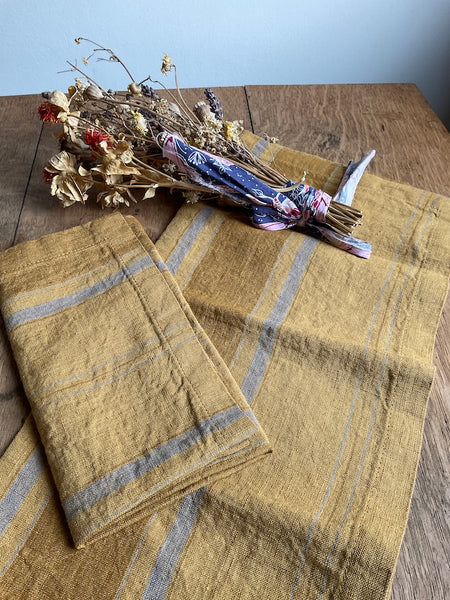 Amber Bronze Stripe Linen Napkins - Set of 2