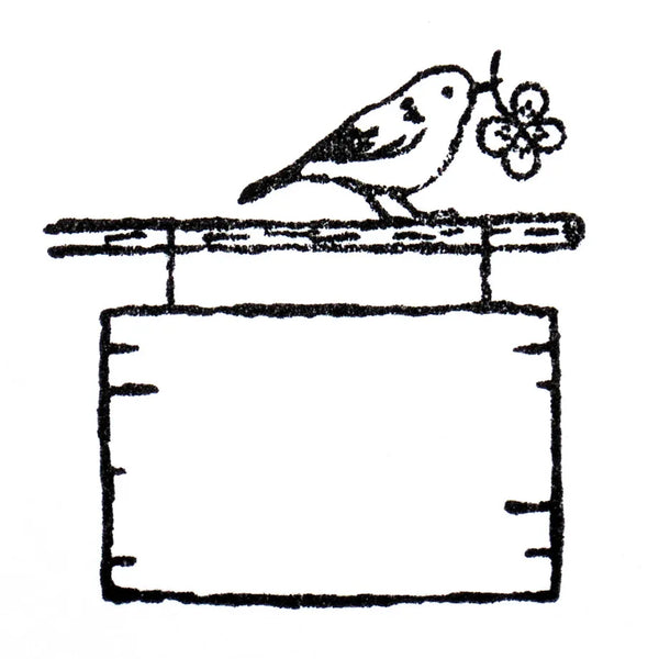 Midori Asano Rubber Stamp - Signboard and Bird