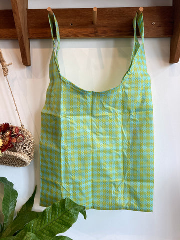 Mint Pixel Gingham | Standard Baggu