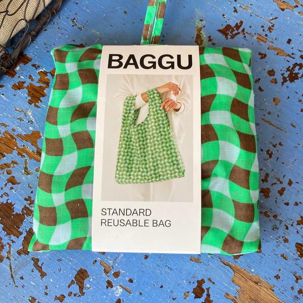 Wavy Gingham Green | Standard Baggu