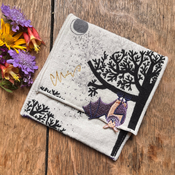 Pouch Handkerchief - Bat Purple