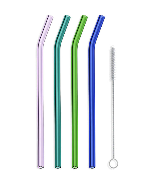Glass Straw Set | 9" Bent 4-pack