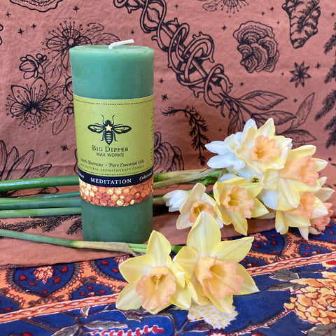 Pure Beeswax Aromatherapy Pillar Candle 2" x 4.75" | Meditation