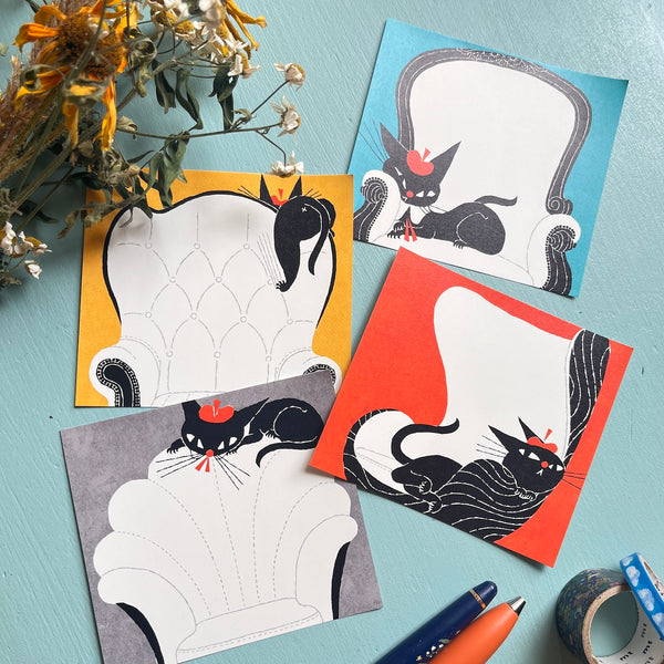 Kuroneko Design | Black Cat Robin Block Memo Pad