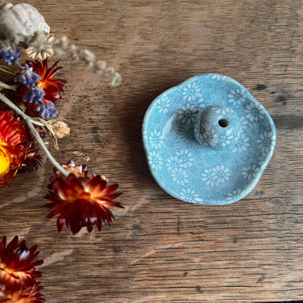 Blue Floral Incense Holder