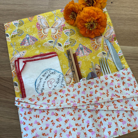 Butterfly Frenzy In YellowCutlery Wrap