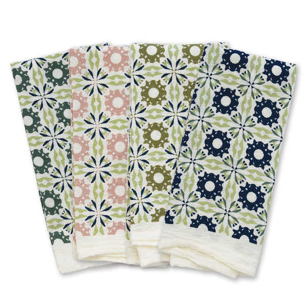 Chicory Woodblock Cloth Napkin Set of 4 geometric pattern cloth napkins