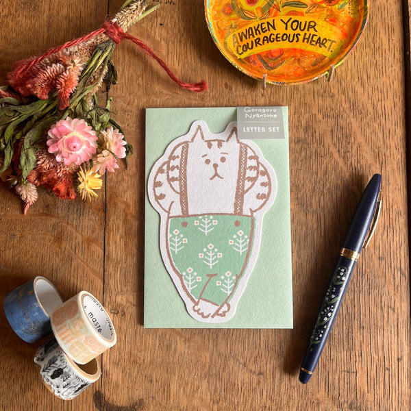 Gorogoro Nyansuke Letter Set in Green