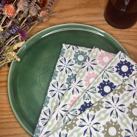 Chicory Woodblock Cool Mix Napkins | Set of 4