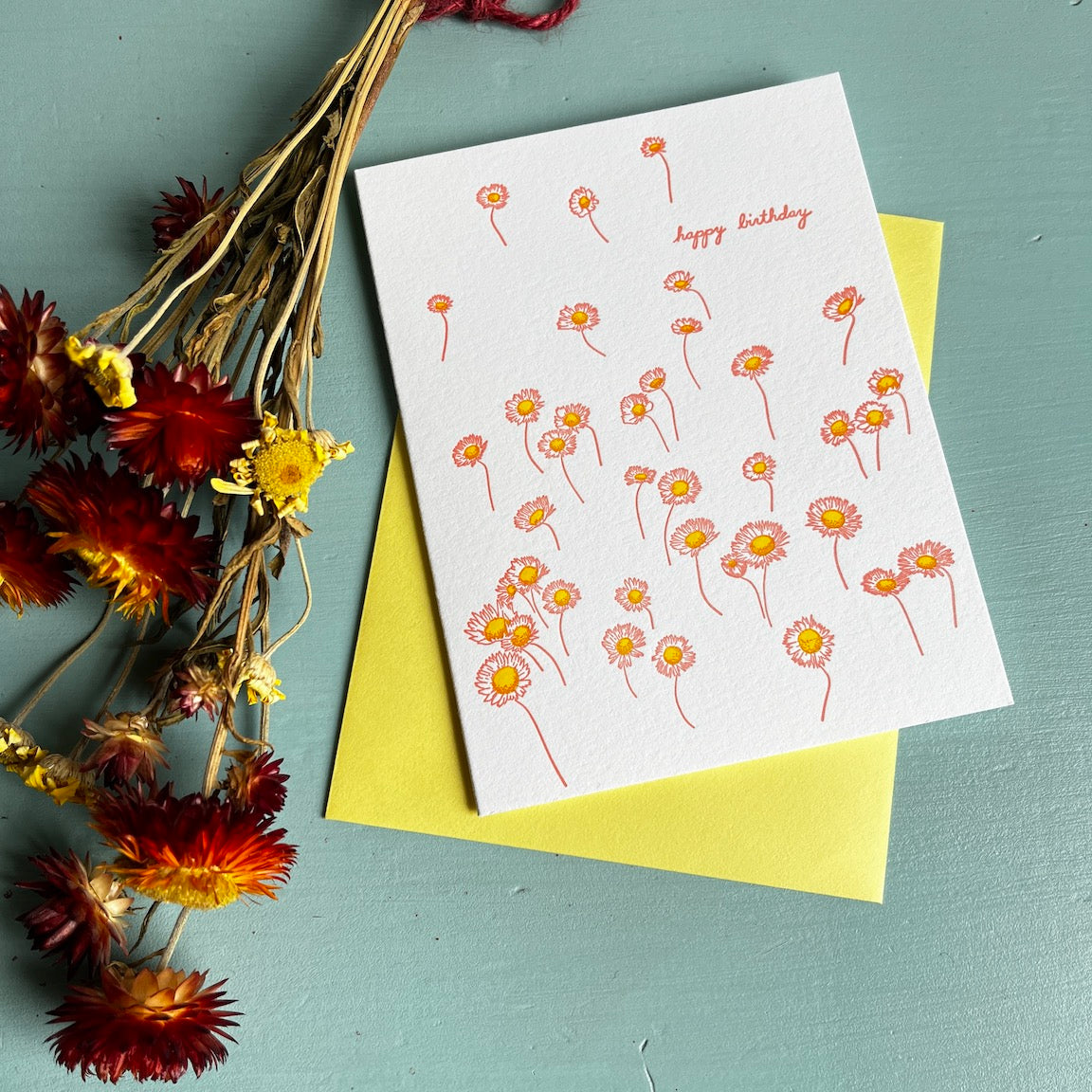 Birthday Daisies Letterpress Card