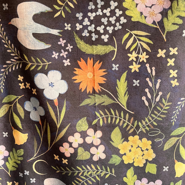 Flowers, Birds, Wind & Moon Handkerchief | Midori Asano