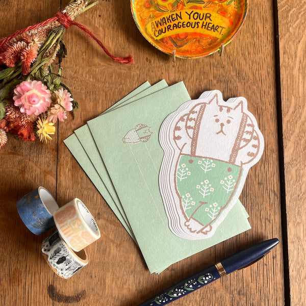 Gorogoro Nyansuke Letter Set in Green