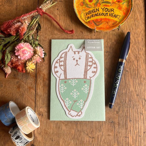Gorogoro Nyansuke Letter Set in Green
