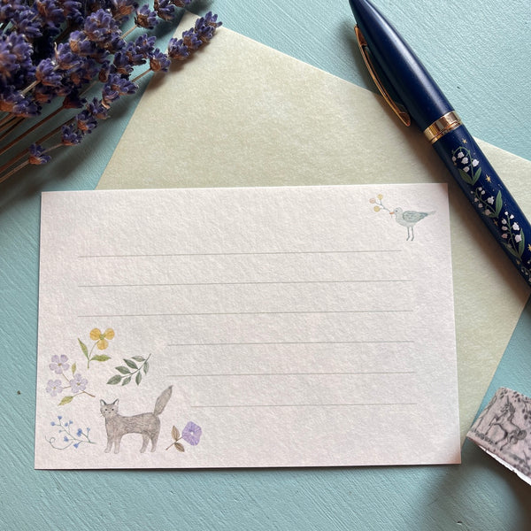 Michikusa | Cat, Bird, Flower Mini Letter Writing Set