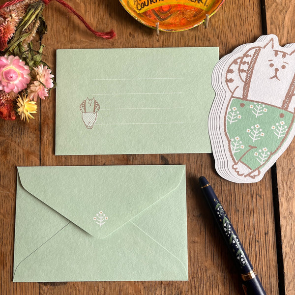 Gorogoro Nyansuke Letter Set in Green
