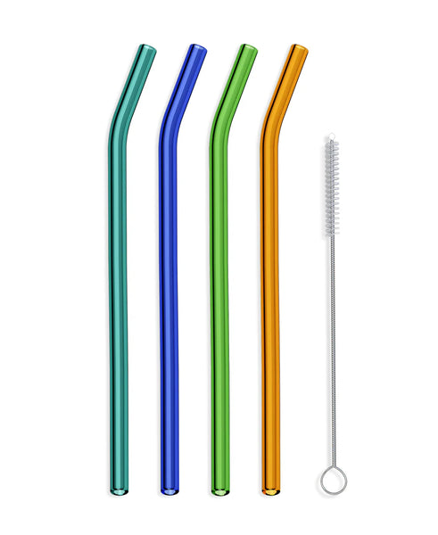 Glass Straw Set | 9" Bent 4-pack