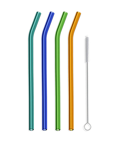 Glass Straw Set | 9" Bent 4-pack