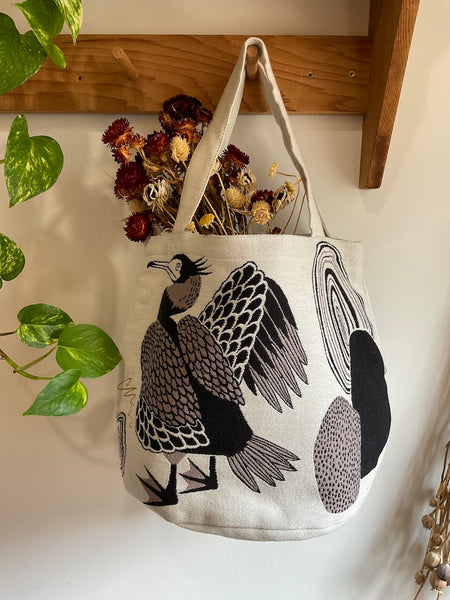 Heron with Fish Totebag - Beige