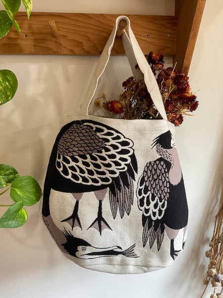 Heron with Fish Totebag - Beige