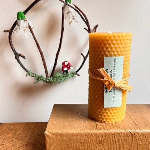 Hexagon Pillar Beeswax Candle