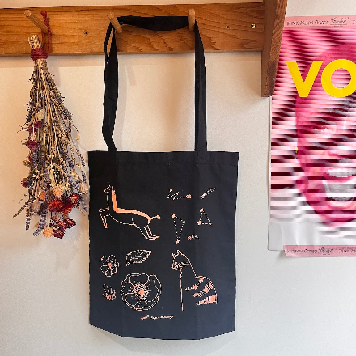 Horse and Cat | Black Totebag
