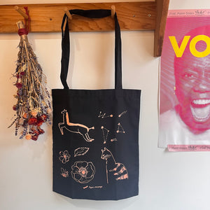 Horse and Cat | Black Totebag