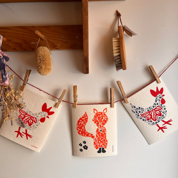 Fox & Hens | Swedish Dishcloth