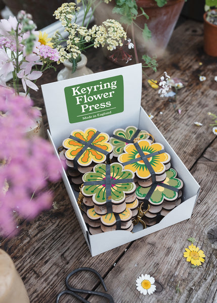 KeyRing Flower Press in Greens & Yellows