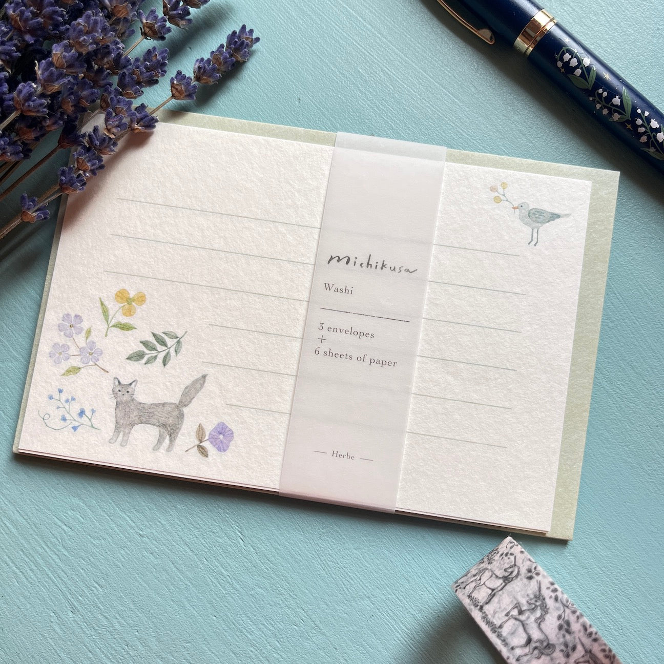 Michikusa | Cat, Bird, Flower Mini Letter Writing Set