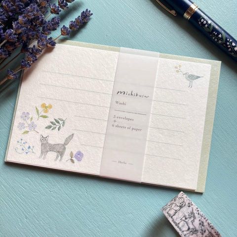 Michikusa | Cat, Bird, Flower Mini Letter Writing Set