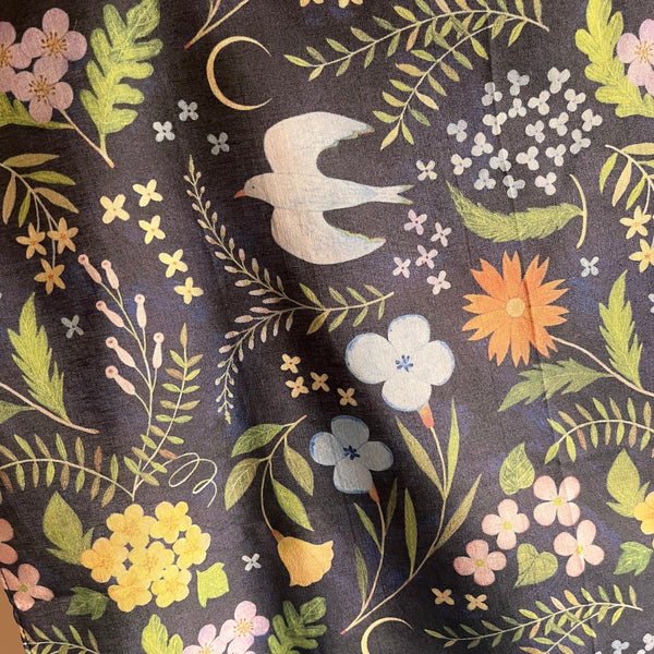 Flowers, Birds, Wind & Moon Handkerchief | Midori Asano