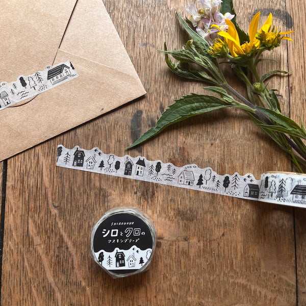 Mind Wave Die Cut Washi Tape - Kurashi Shirokuro (Black and White)