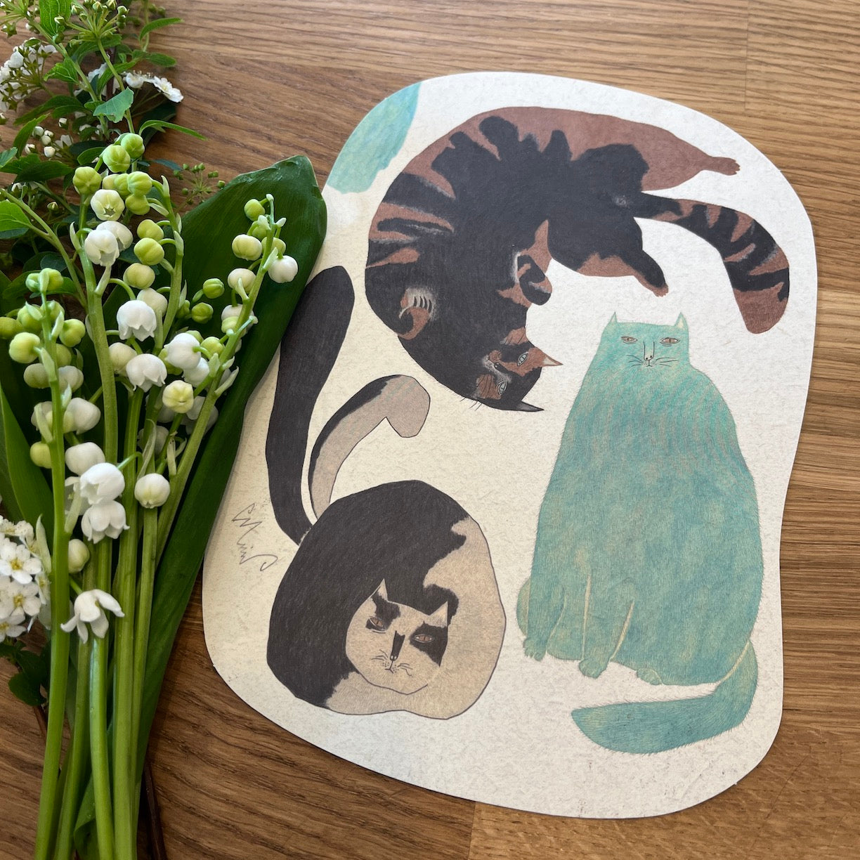 Three Cats Postcard