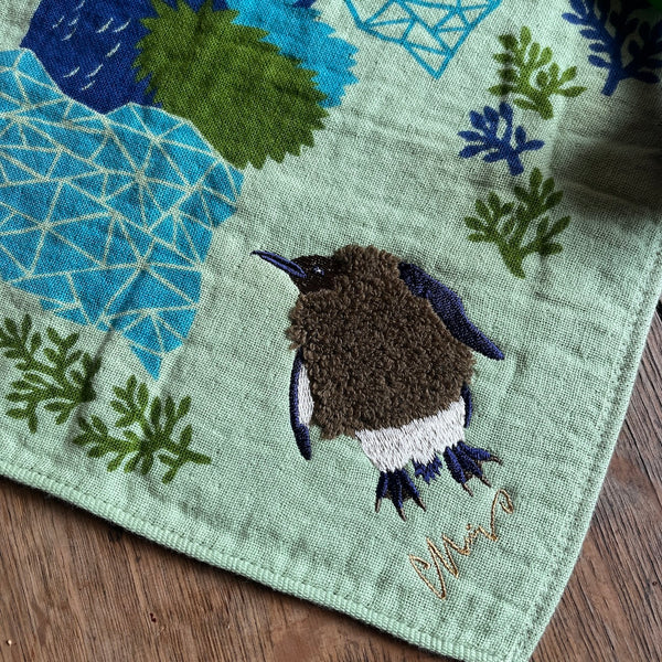 Chick Penguin Washcloth in Green by Morita Miw