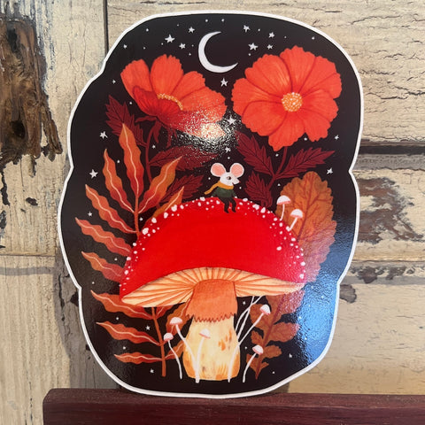Mouse on Mushroom | Vinyl Sticker