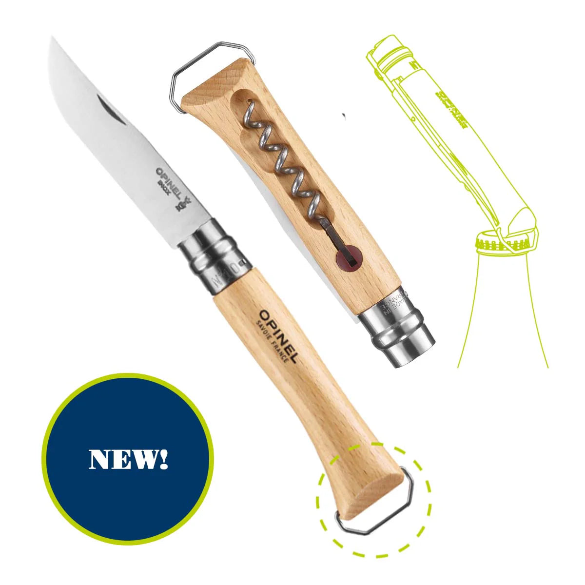 No. 10 Corkscrew Stainless Steel Folding Knife with Bottle Opener