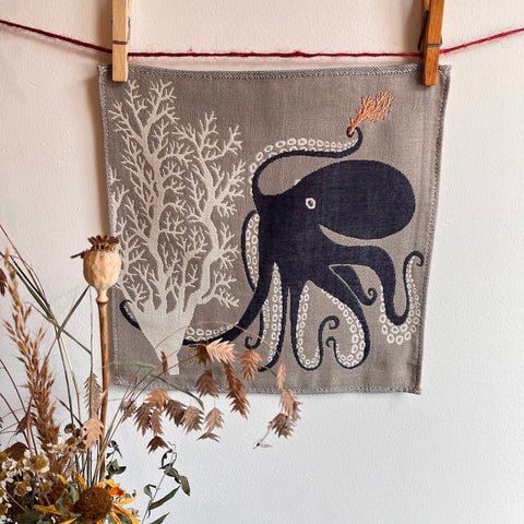Octopus Gauze Handkerchief | Light Grey