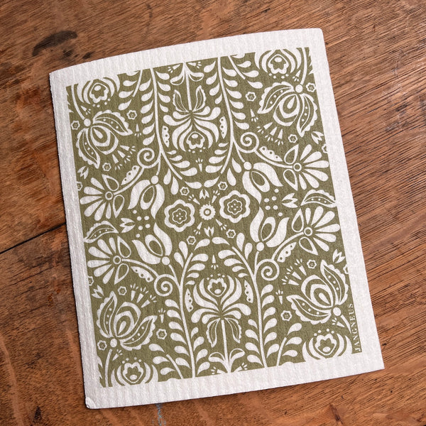 Amazing Swedish Dishcloth - Scandi Bloom Dark Green - Thumbnail 3